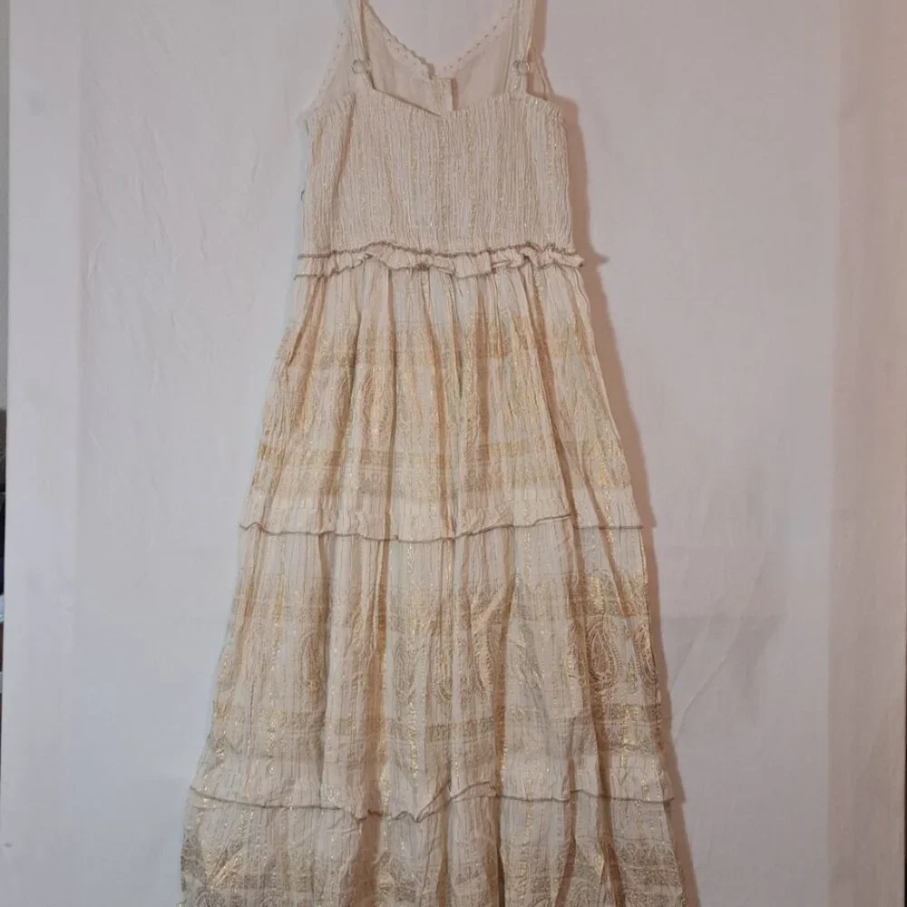 Anthropologie Cream and Gold Maxi Dress - Picture 3 of 16